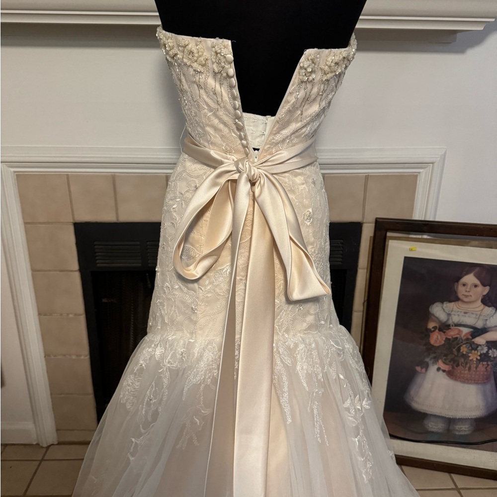 Coco Anais Cream Strapless Crystal and Lace Wedding Dress - Picture 7 of 9